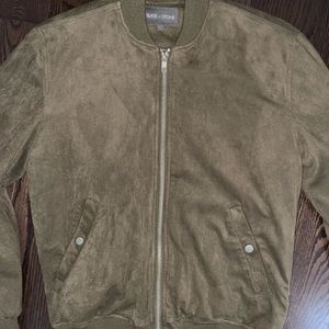 Slate and stone mens suede bomber jacket